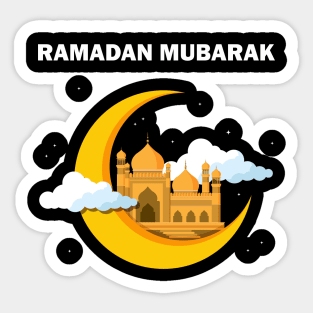 Ramadan Mubarak Ramadan Kareem Yellow Crescent Mosque Masjid Gift Sticker